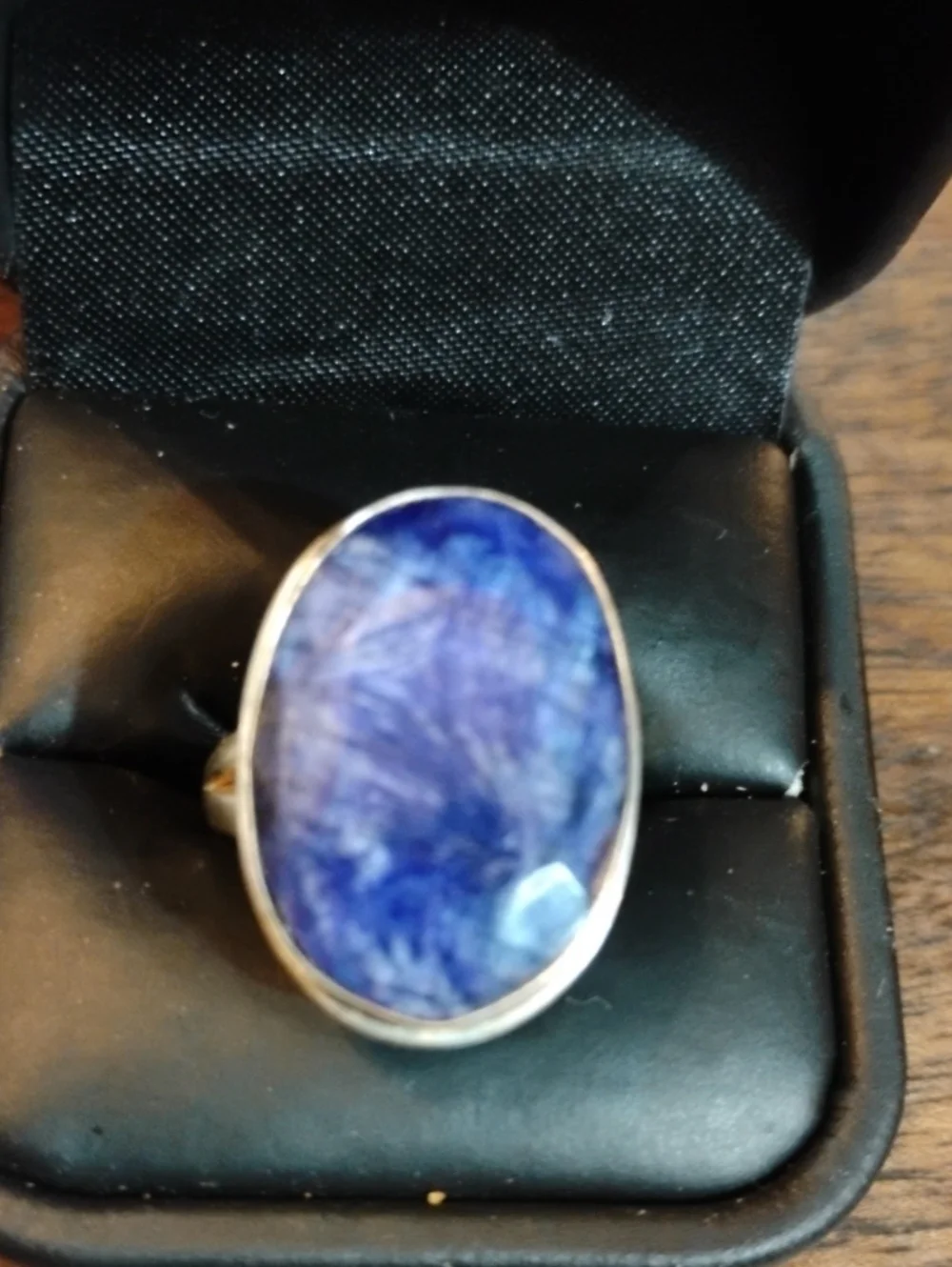 Men's Sterling Silver Water Sapphire Ring Oval Gemstone 9
